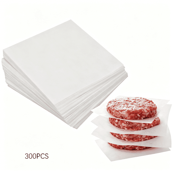 CCOCC Parchment Paper Squares, Set of 300, Small Hamburger Patty Paper/Nonstick Precut Square Baking Parchment for Separating Small Burger Patty, Cookies & Other Foods, Or Baking & Candy Wrapper