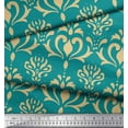 thumbnail image 3 of Soimoi Tissu en Coton Vert Canard Filigrane Damas Imprimé au Mètre 42 Pouces de Large, 3 of 3