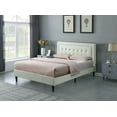 thumbnail image 2 of Oliver and Smith Queen Upholstered Platform Bed Frame -Tufted Linen 43.5'' Headboard Wood Slats - Storage Space Easy Assembly No Box Spring Needed Beige (ATHENA), 2 of 5