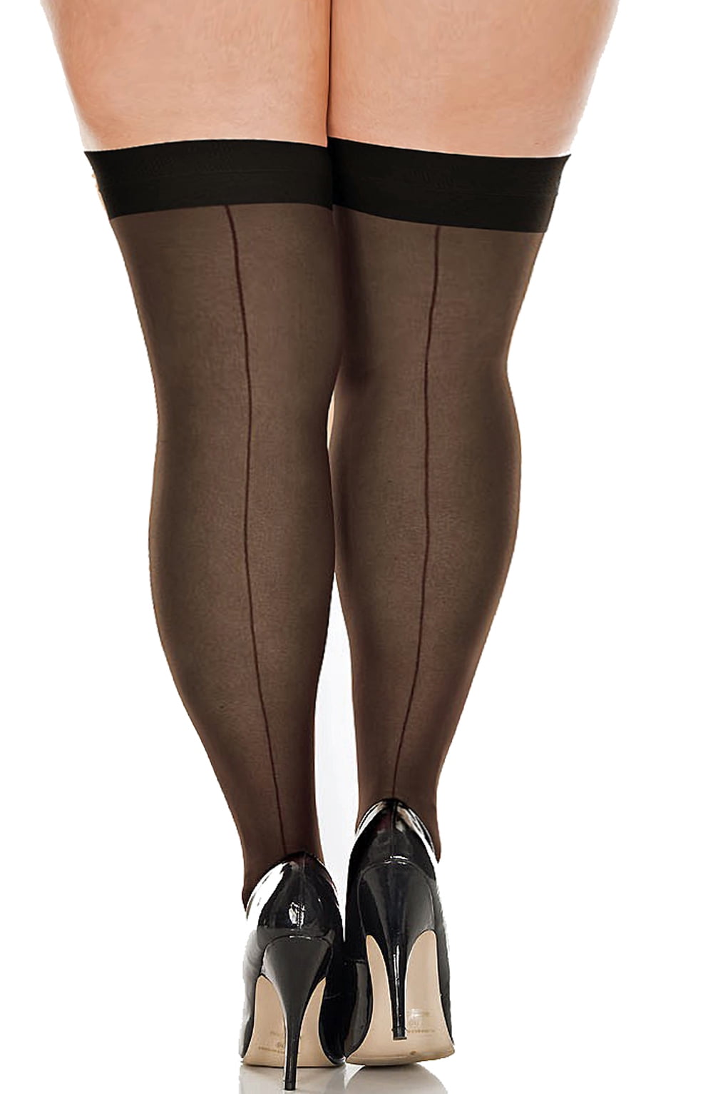Lacy Line Lacy Line Plus Size Sheer Back Seam Thigh High Stockings 