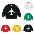 thumbnail image 3 of Odeerbi Kids Boys Girls Cotton Crewneck Sweatshirts Fall Winter Airplane Print Pullover Sweatshirt 2-10 Years Fashion Long Sleeve Sweatshirt Top Kids Clothes Green, 3 of 3
