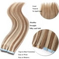thumbnail image 3 of SEGO 20pcs Human Hair Extensions Tape in Balayage Chocolate Brown Natural Hair Extensions Tape in Real Hair Straight 12-24 inch, 3 of 8