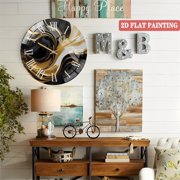Round Glass Wall Clock, Black Gold Swirl Glass Wall Clock – Modern Abstract Art, Sleek Luxury Decor, Unique Home Accent, Statement Gift for Living Room Or Office Style 12×12inch(
