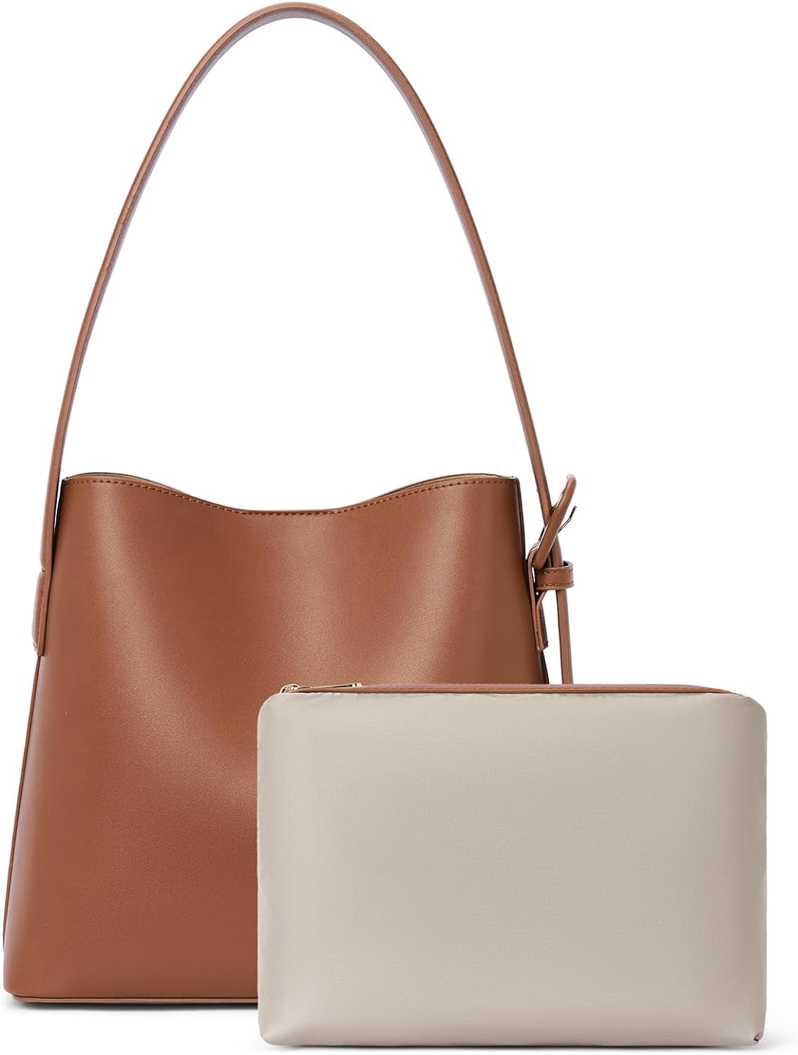 Bucket Bag Leather Shoulder Purses for Women Trendy Adjustable Strap