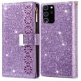 thumbnail image 7 of Dteck Folio Wallet Case For Samsung Galaxy Note 20, Luxury Bling Glitter PU Leather Case with Stand / Zipper Purse / 9 Card Slots / Magnetic Closure Cover with Hand Strap, Purple, 7 of 7