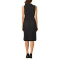 thumbnail image 3 of Vestido plisado INSPIRAR CHIC sin mangas con escote en V y cintura con lazo, vestido midi A-line S negro, 3 of 5