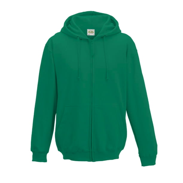 Awdis - Sudadera lisa con capucha y cremallera completa - Correr/Fitness (Verde botella)