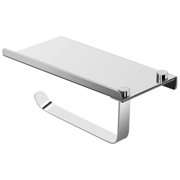 Unique Bargains Toilet Paper Holder with Phone Shelf Stainless Steel Tissue Holder Silver