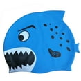 thumbnail image 1 of Kids Shark Print Swimming Hat Silicone Bathing Swimming Pool Waterproof Cap, 1 of 3