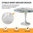 thumbnail image 2 of Elastic Fitted Round Tablecloth, Teal Blue Coastal Waterproof Stretch Table Cover for 36"-44" Tables, Summer Beach Starfish Shell Coral Nautical Vintage Washable Outdoor Tablecloths for Patio, Picnic, 2 of 9