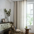 thumbnail image 1 of Nvzi 1 piece black and white geometric printing curtain cotton linen lace kitchen curtain Bohemian style pole through window curtain 59.06 * 78.74 inches, 1 of 5