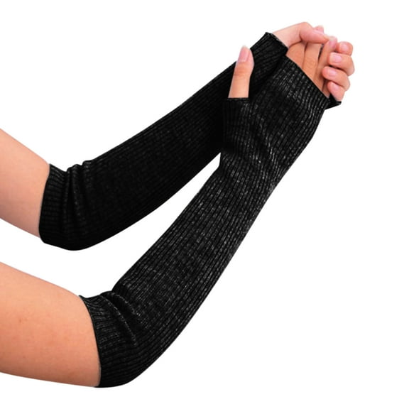 Tweang Striped Arm Warmers Punk Gloves Batting Gloves Typing Gloves Knit Gloves Elbow Length Gloves Gloves for Women Black One Size