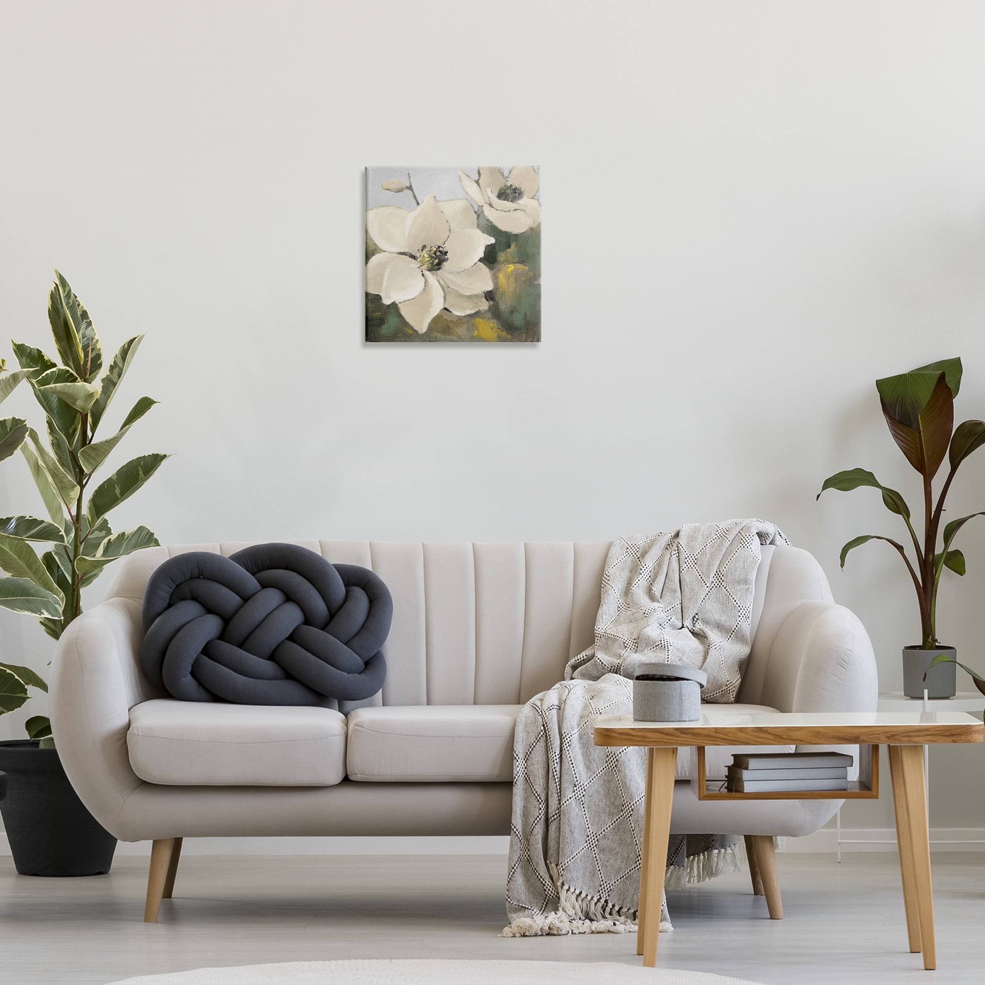Stupell Industries Two Magnolia Blossoms Botanical & Floral Painting Gallery Wrapped Canvas Art Print Wall Art, 17 x 17