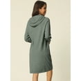 thumbnail image 4 of DARING DIVA Pullover Sweatshirt Long Sleeve Hoodie Dress with Pockets L Grey, 4 of 6