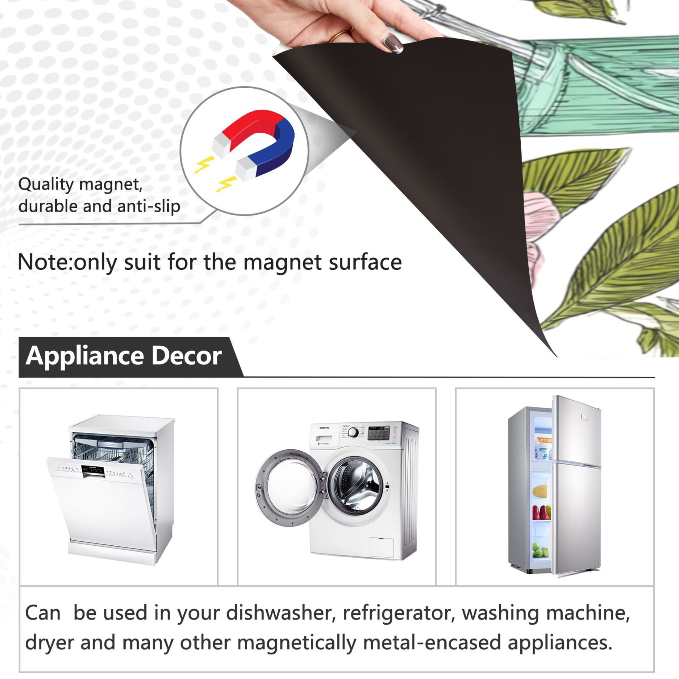 IAUYY Magnetic decorative sticker - 23x26 Inch PVC Refrigerator Decorative Cover, Removable DIY Art for Kitchen Appliances Cocktail