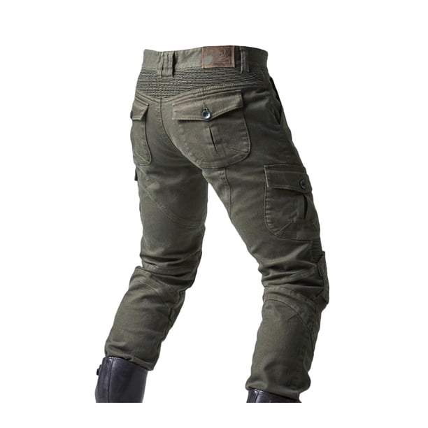 Minnieouse Pantalones vaqueros transpirables para montar, cómodos y elegantes, para motocicleta, pantalones protectores, pantalones vaqueros, Prendas para la parte inferior del cuerpo JES-26 Verde SG