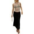 thumbnail image 2 of Faithtur Débardeur Court d'Été pour Femmes Couleur Unie Sans Manches Col Rond Crop Top Transparent, 2 of 9