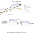 thumbnail image 2 of VisionGlobal Pure Titanium Frame for men/women Blue Light Blocking,Hand-set Diamond Fashion Glasses (Champagne Purple, +2.50 Magnification), 2 of 5