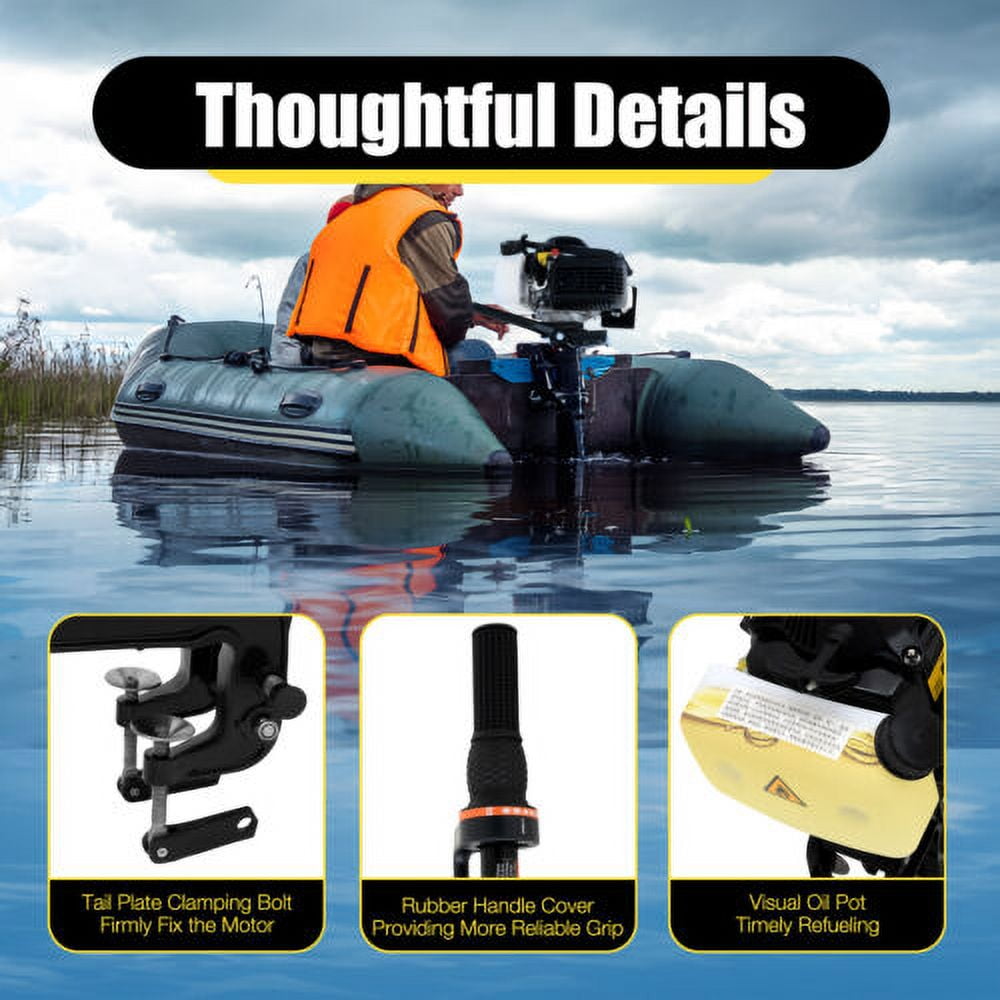 HANGKAI 4HP 4-Stroke Outboard Motor with Manual Starter and Air Cooling System