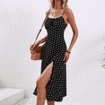 thumbnail image 3 of Women Spaghetti Straps Sleeveless Summer Dresses Polka Dot Split Printed Maxi Dresses Midi Beach Vacation Dress, 3 of 6