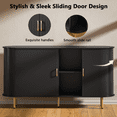 thumbnail image 3 of Waleaf 55" Sideboard Buffet Cabinet with Tambour Sliding Doors, Mid-Century Modern Fluted Console Table for Coffee Bar & Dining Room, 3 of 7