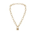 thumbnail image 2 of Collar para mujer, joyería para mujer, collar vintage dorado con cadena grande y candado, joyería para mujer, collar de aleación., 2 of 5