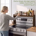 thumbnail image 4 of Wood Spice Rack Shelf for Kitchen Stove, 32.5" Waterproof Heat Insulation Stove Top Shelf, Wooden Countertop Spice Rack Organizer for Electric Stove and Gas Stove, Brown, 4 of 7