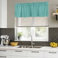thumbnail image 4 of 2 Pack Vintage Teal Green Valances for Windows Bedroom Living Room Window Treatments, Farmhouse Retro Solid Color Linen Texture Rod Pocket Valance Drapes Short Kitchen Curtains Over Sink 54"x18", 4 of 8