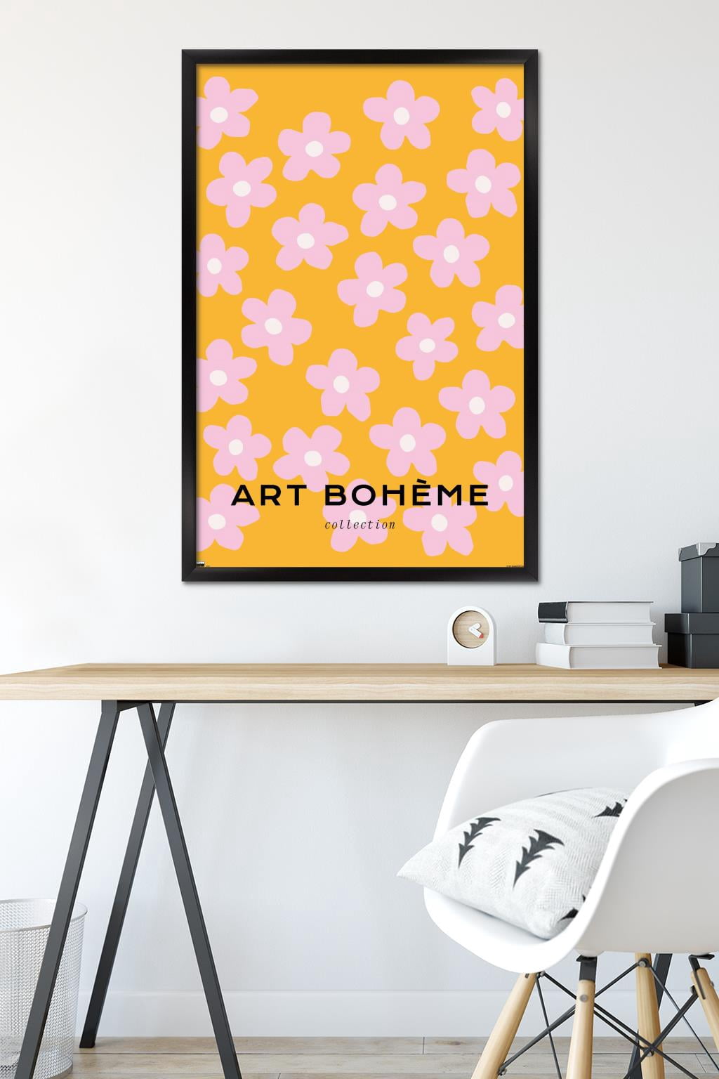 Art Bohème - Pink Flowers Wall Poster, 22.375" x 34" Framed