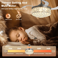 thumbnail image 6 of GMizon 42 Inch Modern Heart Shaped Crystal Invisible Fan Light with Remote Control Bedroom Ceiling Fan Light for Dining Room Study Room Chandelier Ceiling Fan (Silver), 6 of 10
