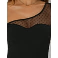 thumbnail image 3 of INSPIRE CHIC One Shoulder Sleeveless Bodysuits for Women's Sheer Mesh Sleeve Skinny Bodysuit Black S, 3 of 5