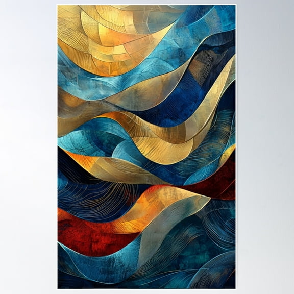 Dynamic Abstract Waves - Bold And Vibrant Artwork Poster Wall Art, Modern Wall Decor For Living Room Bedroom, 8x12 UNFRAMED