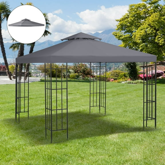 Outsunny Gazebo Replacement Canopy for Model 01 -0153, 2-Tier Top Cover for 9.84' x 9.84' Outdoor Gazebo, Charcoal (TOP ONLY)