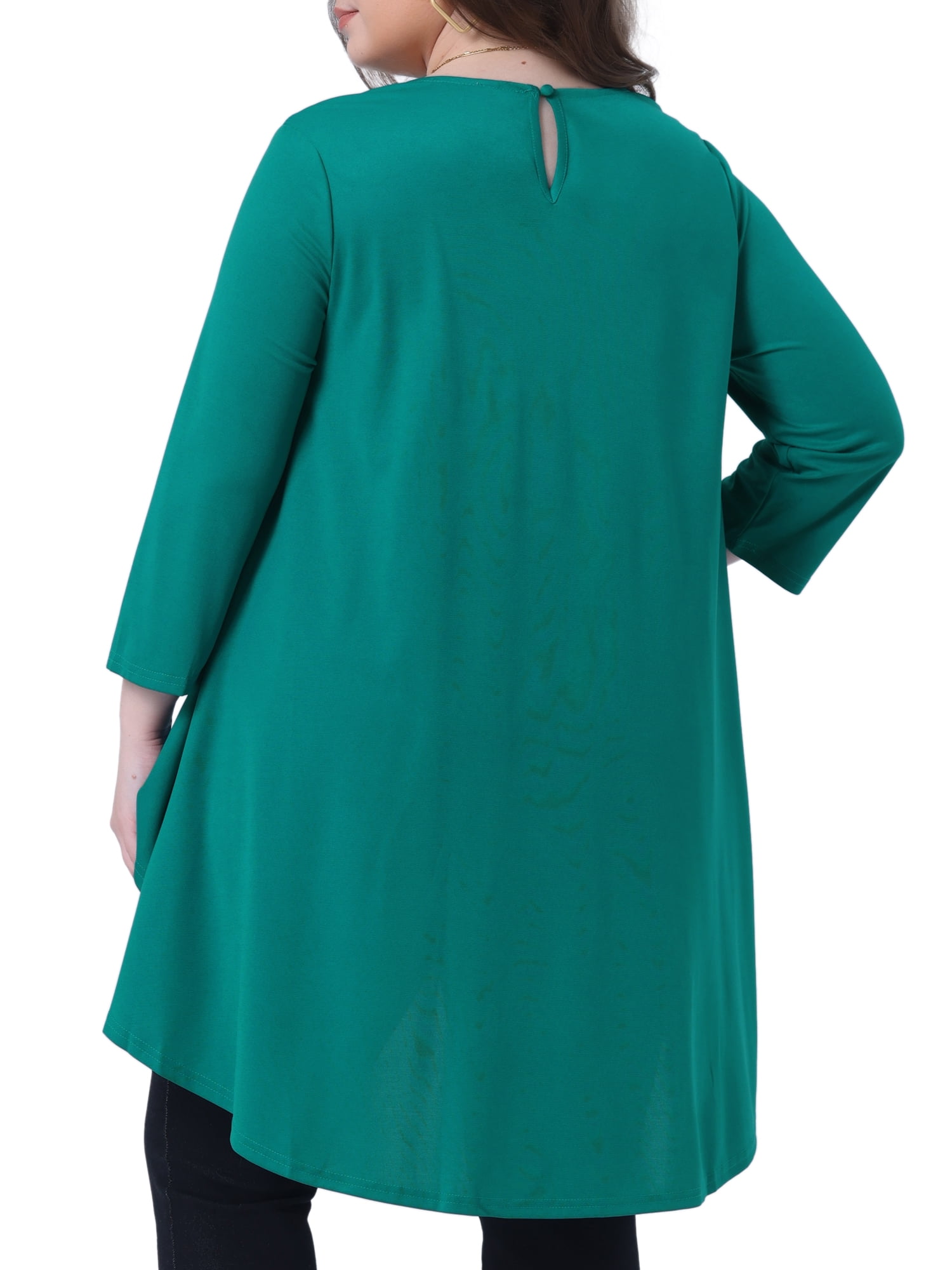 DARING DIVA Women's Plus 3/4 Sleeve High Low Top Casual Blouse Tunic Shirt 1X Green
