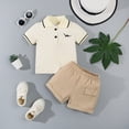 thumbnail image 2 of NOLDARES Toddler Baby Boy Clothes Print Short Sleeve T-Shirt Tops Shorts Set 2 Piece Summer Outfits Blazer,3-4 Y, 2 of 9