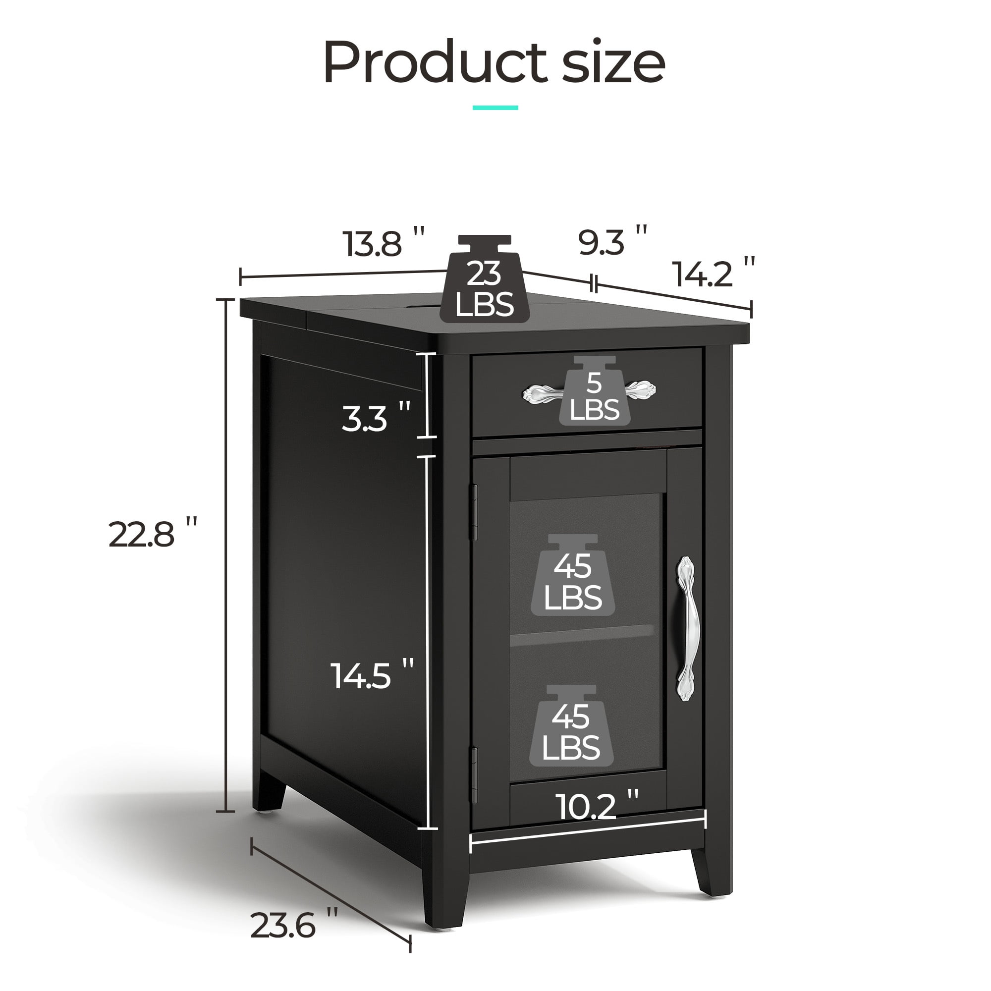 Linsy Home Farmhouse Nightstands for Bedroom Set of 2, End Tables with Usb Ports and Outlets, Black