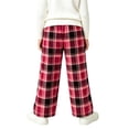 thumbnail image 4 of SERTGUTR Girls Plaid Fleece Wide Leg Pants, Elastic High Waist Loose Fit Trousers, Side Pocket Warm Home Pants, Winter Everyday Comfortable Bottoms, 4 of 5