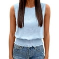 thumbnail image 6 of Levmjia Women Tops Sleeveless Casual Shirts Round Neck Boho Style Fitted Waist Blouse Daily Wear Home Leisure Work Outfits Spring Summer, 6 of 9