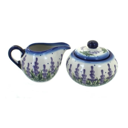 - Polish Pottery Lavender Fields Sugar Bowl & Creamer