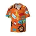 thumbnail image 4 of Uemuo Monster Truck Pattern Cotton Linen Short Sleeve Shirts,Casual Lightweight Button Down Shirts,Vacation Beach Summer Tops-Small, 4 of 7