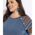 thumbnail image 3 of TIYOMI Women's Tops Plus Size Purple Round Neck 2X Rainbow Stripe Sleeve Tee Raglan Shirts Casual Summer Short Sleeve Crewneck Tops Casual Blouses 2XL 18W 20W, 3 of 5