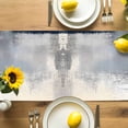 thumbnail image 4 of Burlap Table Runner 36 Inches Long,Abstract Blue White Color Block Non-Slip Kitchen Table Runners for Dining Room Everyday Use Party Table Decorations Retro Oil Painting, 4 of 9