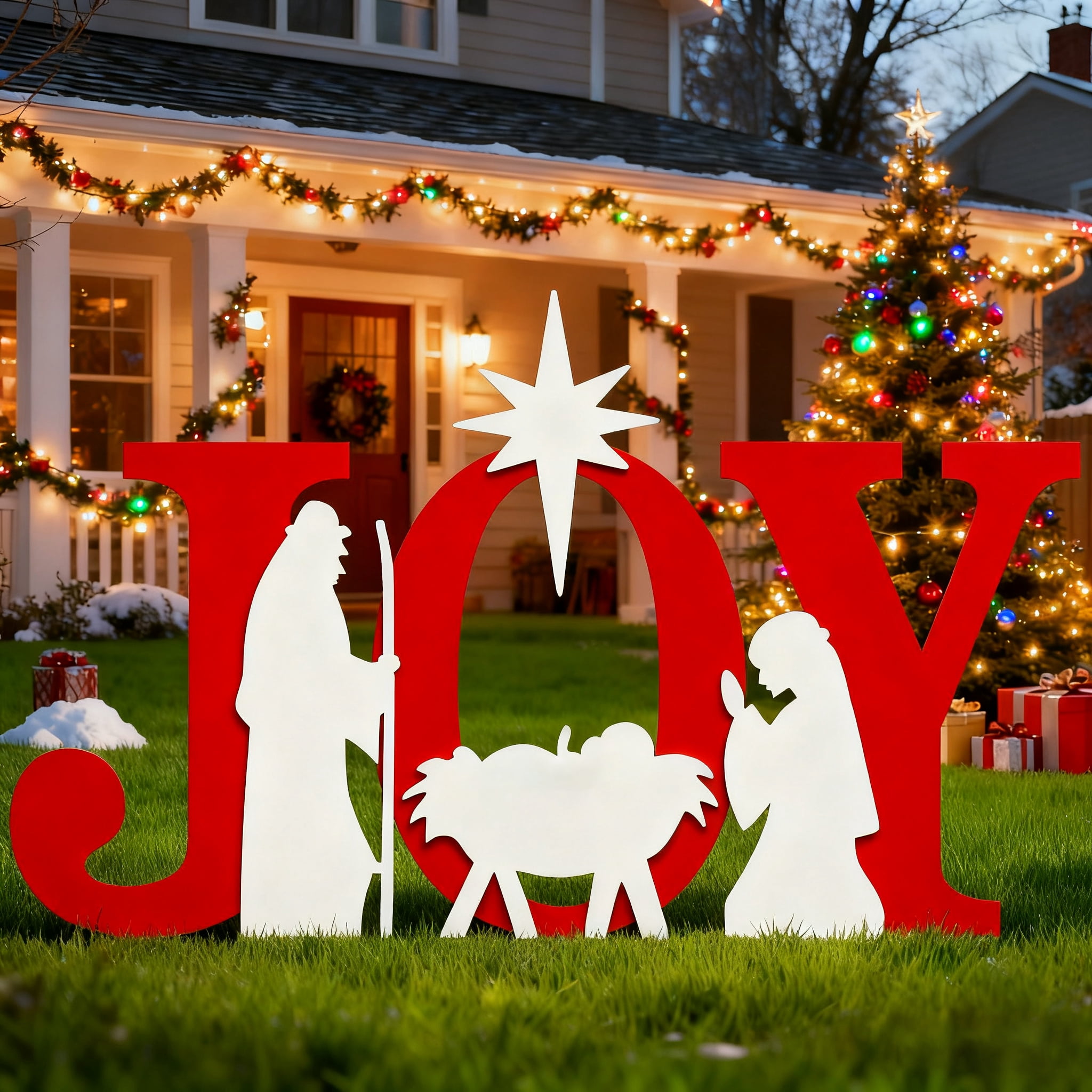 JOY Christmas Nativity Yard Signs Outdoor Silhouette Weather Resistant PVC Set of 3 48 Inch