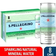 S.Pellegrino Sparkling Natural Unflavored Mineral Water, 89.2 fl oz, 8 Pack Cans