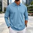 thumbnail image 4 of Delconic Men's Polo Shirt Long Sleeve Moisture Wicking Golf Shirts Sun Protection Collared Work Shirts Sky Blue S, 4 of 7