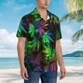 thumbnail image 4 of Rainbow Weed Leaves Mens Hawaiian Shirt Short Sleeve Casual Button Up Tropical Summer Beach Shirt, 4 of 9