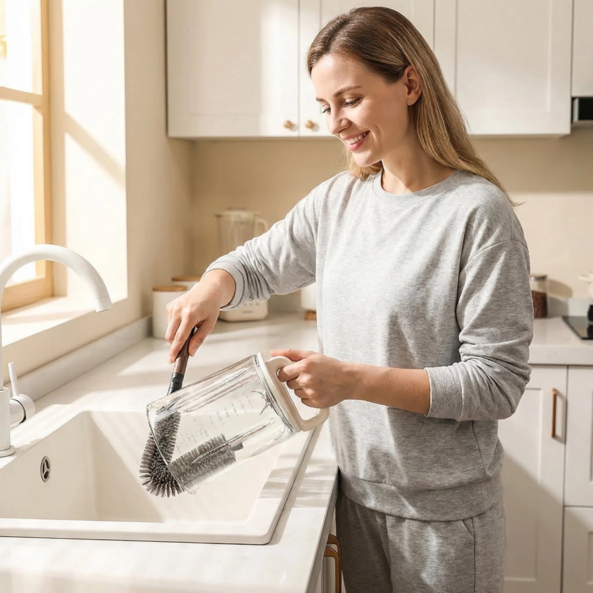 2 in 1 Cleaning Brush 13 Inches, Detachable Dual-Head Brush for Blender Cleaning Brush, Fruit Juicer Machine Clean Brush, Flexible Bendable Cup & Bottles Brush for Kitchen Appliances