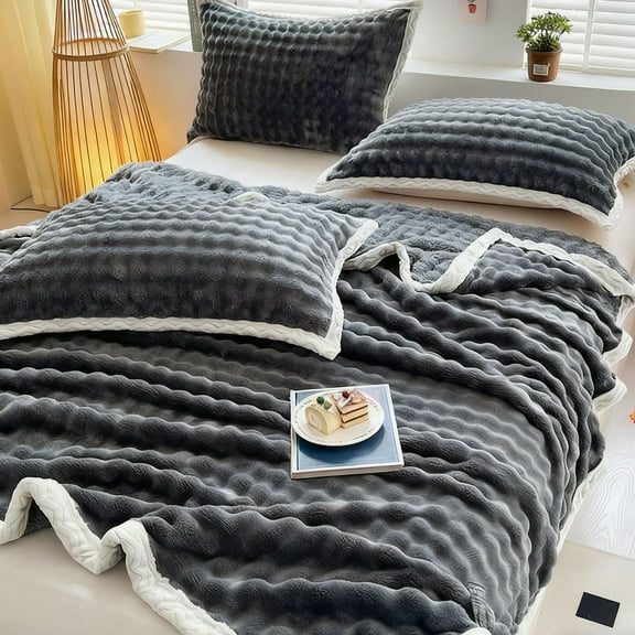 Winter Blanket - Soft Fleece Blanket Warm And Soft Layer Double-sided All-season Solid Color Blanket