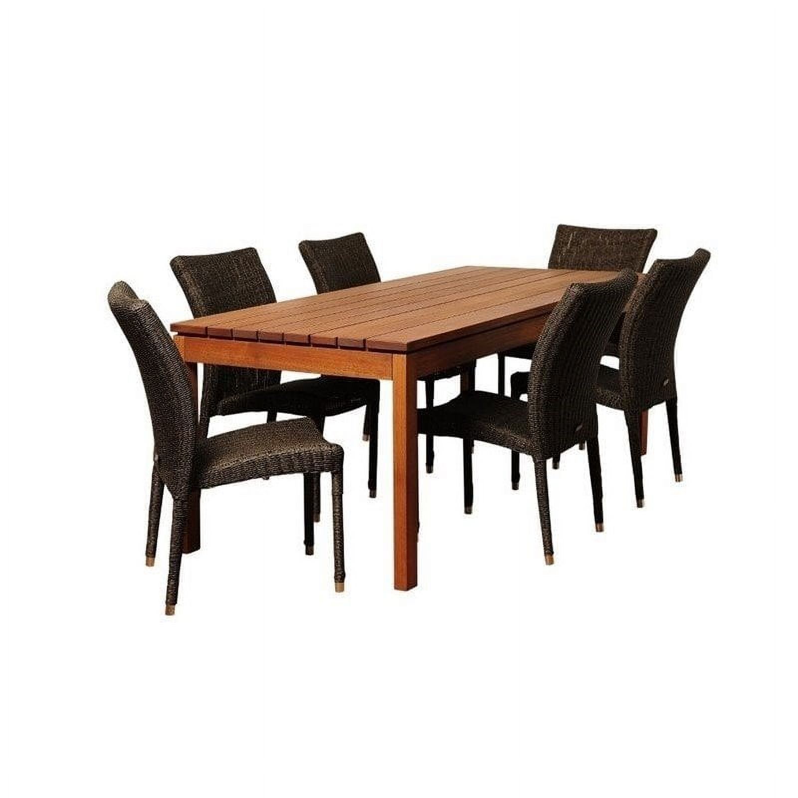 Amazonia Jamison 7-Piece 100% FSC Solid Wood and Eco-Friendly Wicker Rectangular Patio Dining Set - image 2 of 14
