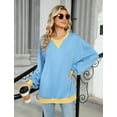 thumbnail image 2 of IWEMEK Crewneck Sweatshirt for Womens Fall Long Sleeve Blouses Fashion Chic Blue Shirt Holiday Baggy Tees, 2 of 7